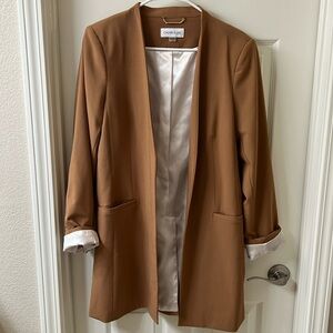 Calvin Klein roll sleeve open front blazer
